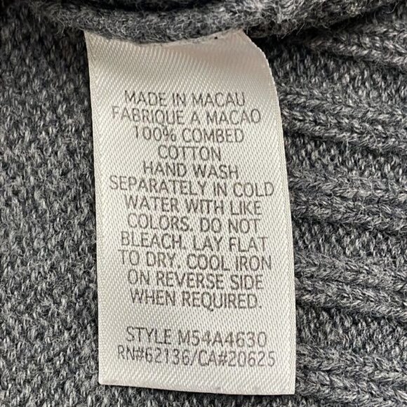 Guess Jeans Full Zip Stretch Sweater Mock Neck Combed Cotton Gray Sz S - Picture 9 of 9